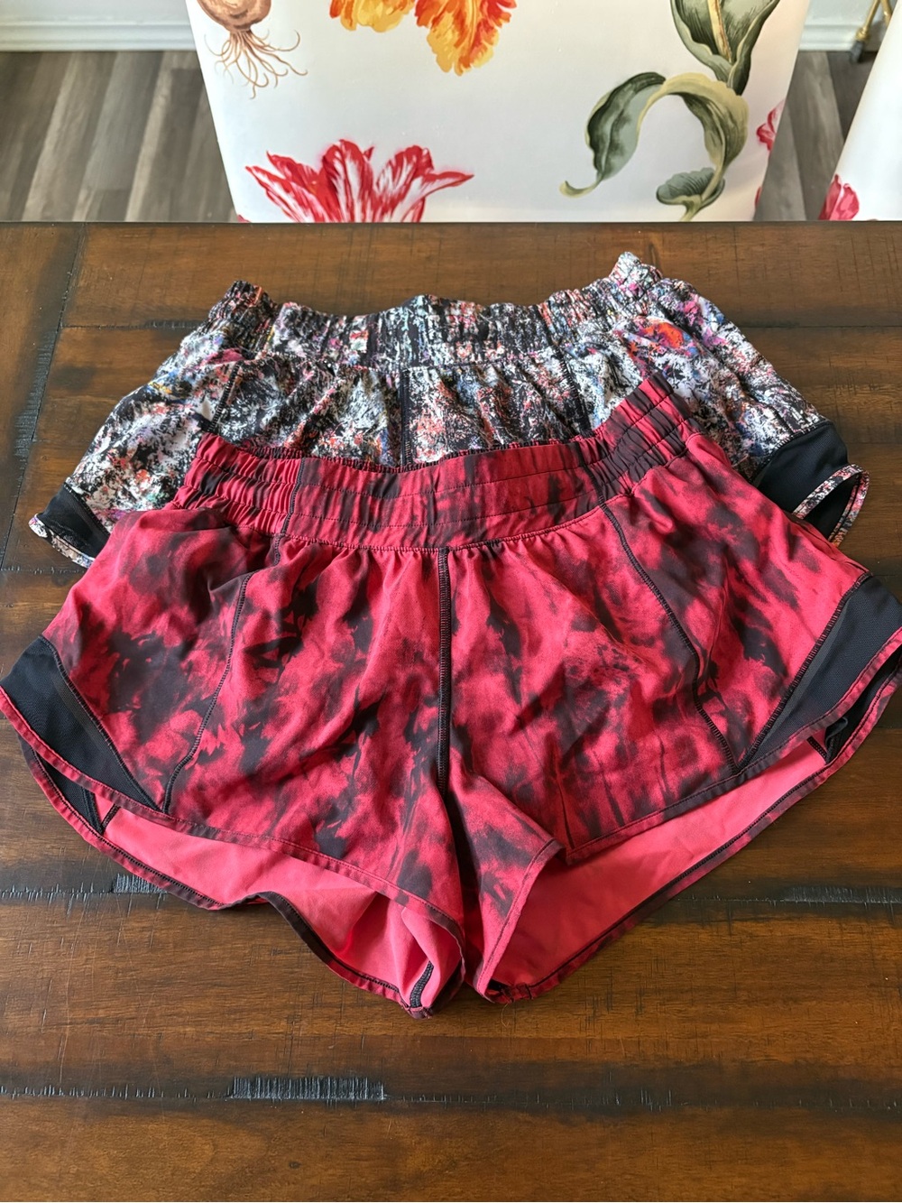 lululemon athletica Red and Black Tie-Dye Athletic Shorts